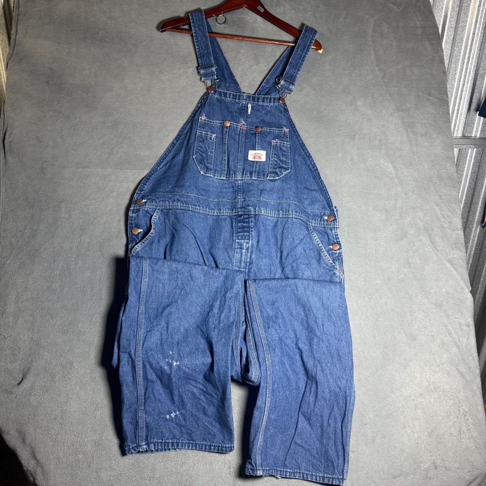 Round House Mens Blue Denim Bib Overalls Made in USA 48  Workwear Utility